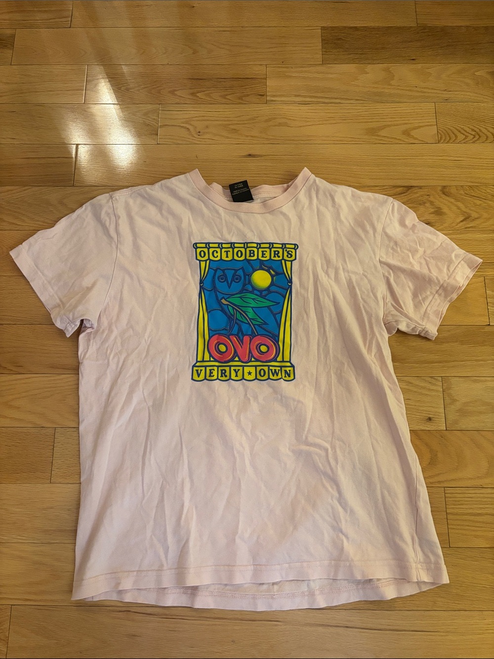 OVO Light Pink Short Sleeve Tee with Colorful Graphic